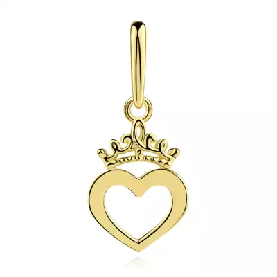 9 karátos sárga arany szív medál koronával