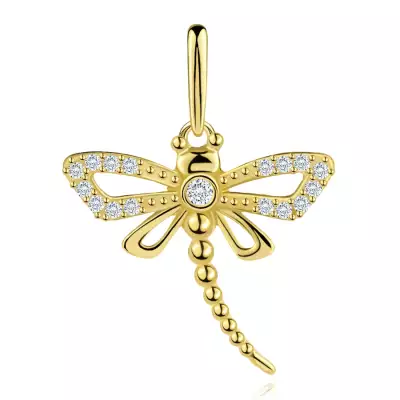 9 karátos arany szitakötő medál cirkóniával