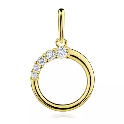 9 karátos arany medál átlátszó cirkóniával kör alakban