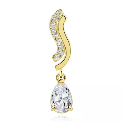 9 karátos sárga arany medál arany dupla S-vonallal és cirkónia könnycseppel