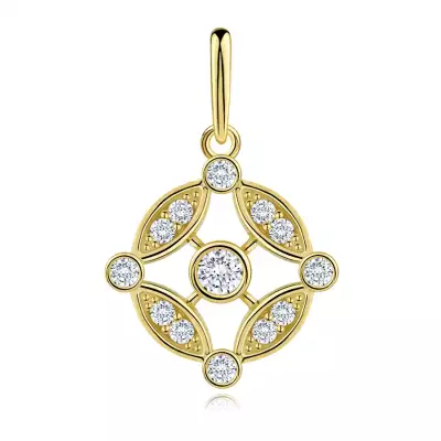 Arany medál 9 karátos gyűrű motívummal, átlátszó cirkóniákkal