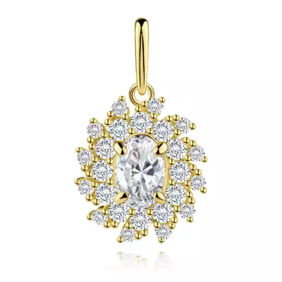 9 karátos arany medál ovális cirkóniával és sugarakkal