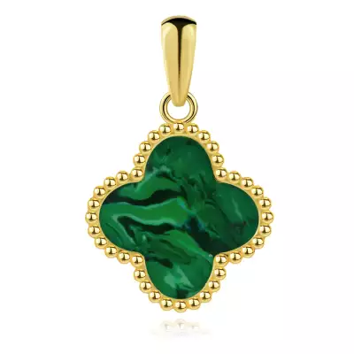 14K arany lóhere medál malachit utánzattal