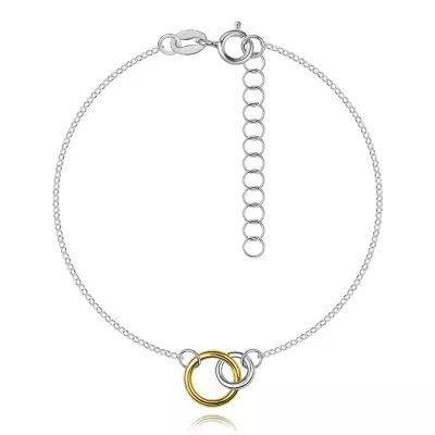 925 ezüst karkötő kétszínű, egymásba fonódó gyűrűkkel