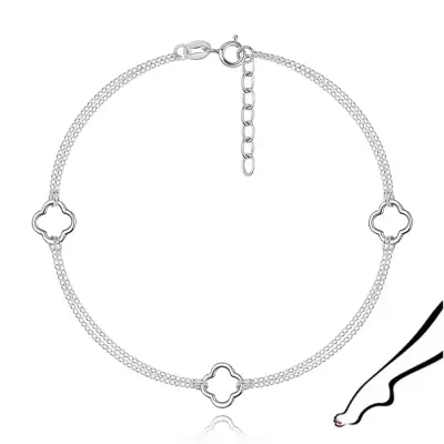 925 ezüst bokalánc négylevelű lóherékkel és dupla lánccal