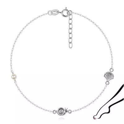 925 ezüst bokalánc kagylóval, csigával és gyönggyel