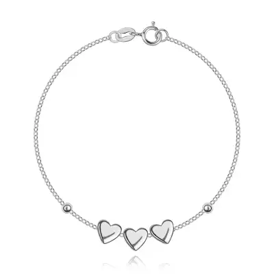 925 ezüst karkötő három szívvel a láncon