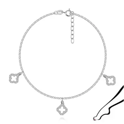 925 ezüst bokalánc cirkóniás négylevelű lóherékkel