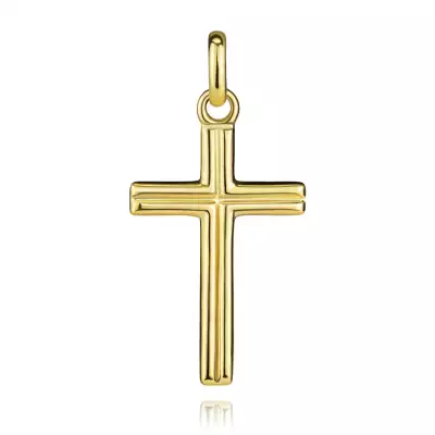 14K arany latin kereszt medál középső barázdával