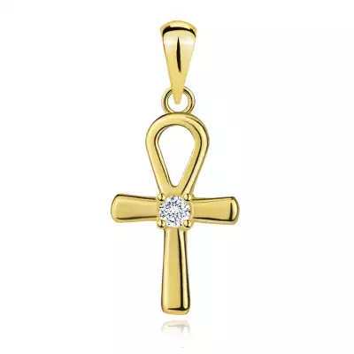 14K arany ankh kereszt medál cirkóniával