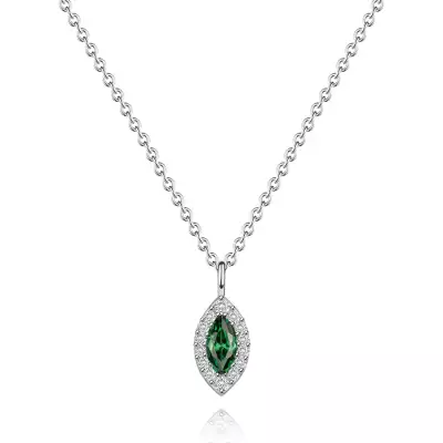 925 ezüst nyaklánc szem alakú zöld cirkóniával