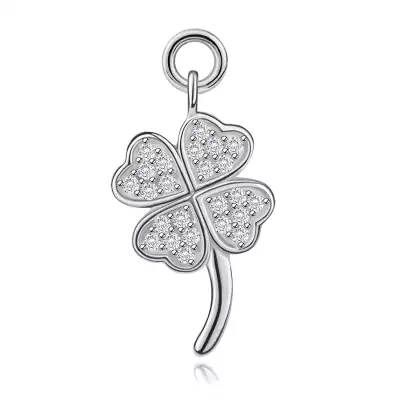 Ezüst 925 medál négylevelű lóhere cirkóniákkal és ívelt szárral