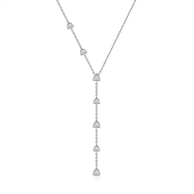 925 ezüst nyaklánc, cirkónia háromszögek, kombinált láncok