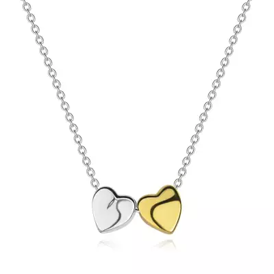 Ezüst 925 nyaklánc ezüst és arany színű szívekkel