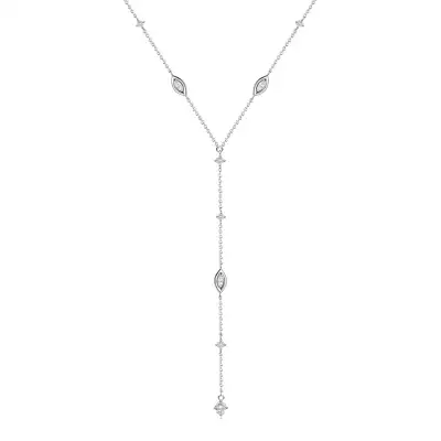 Ezüst 925 nyaklánc kör, szem és ovális alakú cirkóniákkal