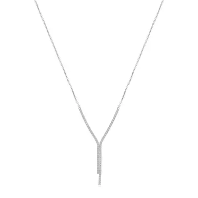 Ezüst 925 nyaklánc dupla cirkónia sorral, szögletes foglalatban