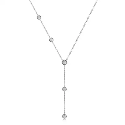 Ezüst 925 nyaklánc átlátszó cirkóniákkal és kétféle lánctípussal