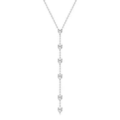 Ezüst 925 nyaklánc Y-alakban, szív alakú cirkóniával