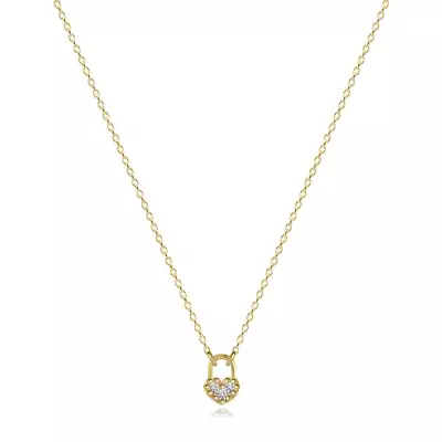 14K arany nyaklánc szív görgő motívummal és átlátszó cirkóniával