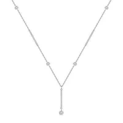 Ezüst nyaklánc 925 finomságú ezüstből, átlátszó cirkóniákkal és sima pálcákkal