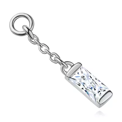 925 ezüst medál téglalap alakú víztiszta cirkóniával