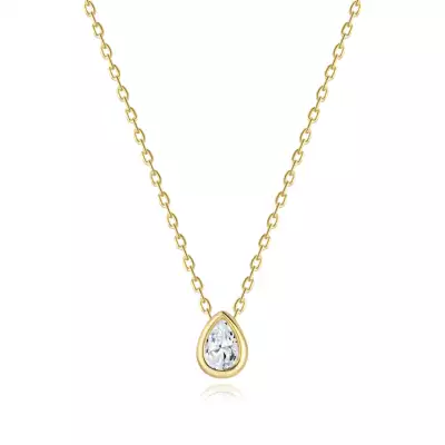 14K arany nyaklánc csepp alakú víztiszta cirkóniával