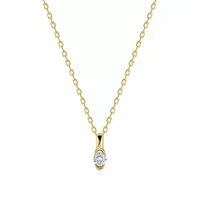 14K arany nyaklánc két tartó közötti víztiszta cirkóniával