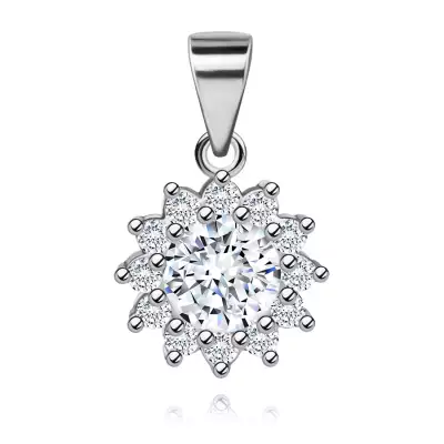 925 ezüst virág medál víztiszta cirkóniával, ródiumozott