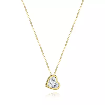 9K arany nyaklánc szívvel és tiszta cirkóniával