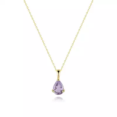9K arany nyaklánc természetes ametisz csepp medállal