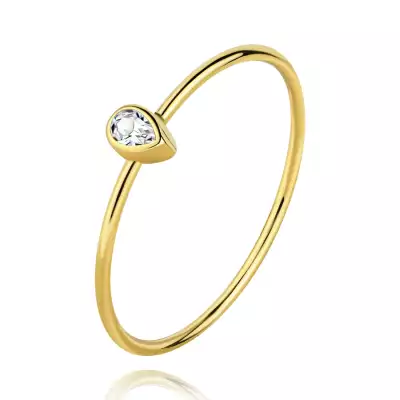 14K arany gyűrű átlátszó, csepp alakú cirkóniával - Nagyság_ 58