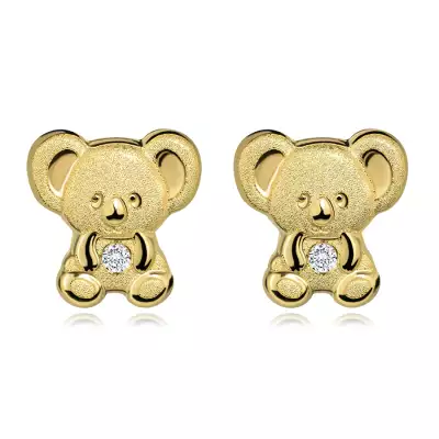 9K arany koala fülbevaló cirkóniával