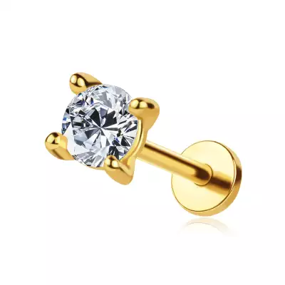 14K arany labret piercing cirkóniával