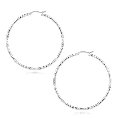 925 ezüst karika fülbevaló gravírozott X-mintával – 50 mm