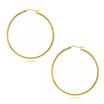 925-ös ezüst fülbevaló – nagy karika, 50 mm, 18K arannyal bevont