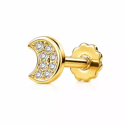 14K arany labret piercing – hold cirkóniával