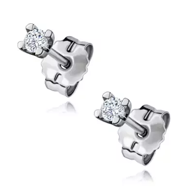 Fehér 9K arany fülbevaló cirkóniával, 1,8 mm