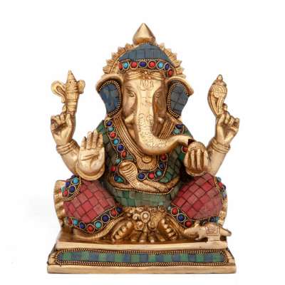 Ganesh réz szobor, többszínű, 20cm - Bodhi