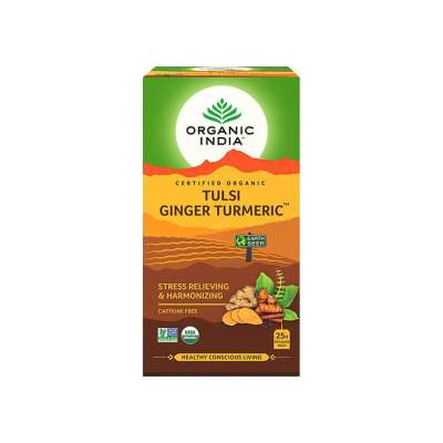 Tulsi TURMERIC GINGER Kurkuma Gyömbér, filteres bio tea, 25 filter - Organic India