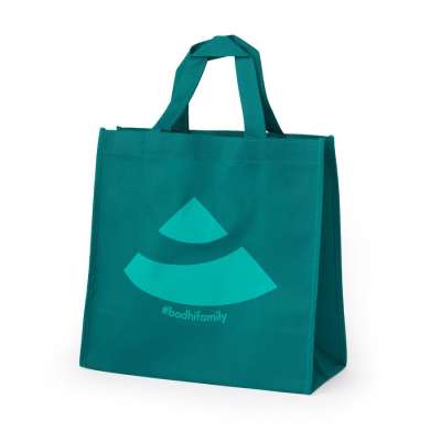 Bodhi kis bevásárlótáska - dark green with logo turquoise