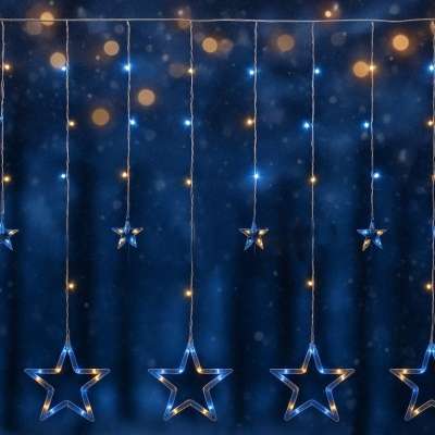 VOLTRONIC® Fényfüggöny 12 csillag 150 LED meleg/hideg fehér