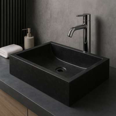 Mosdókagyló márvány VESTER Black 55 x 40 cm