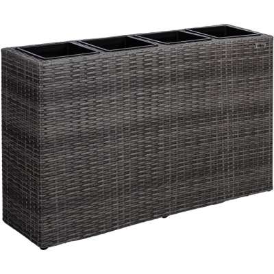 STILISTA Virágcserép 4 rekeszes fonott polirattan szürke