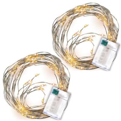 NEXOS Fényfüzér ezüst huzal 2 db meleg fehér 64 LED