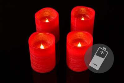 NEXOS Dekoratív gyertya szett 4 LED Piros 10 cm