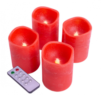 NEXOS Dekoratív gyertya szett 4 LED piros