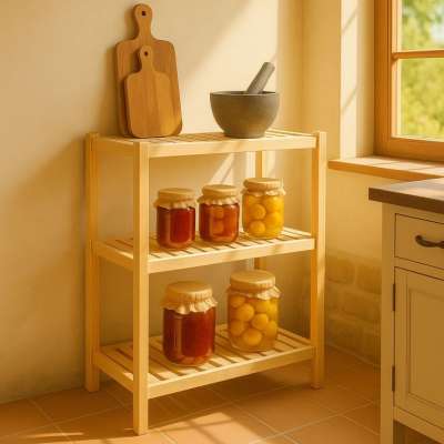 Fenyőfából készült polc 3 polc 93x80x33 cm cseh gyártmány