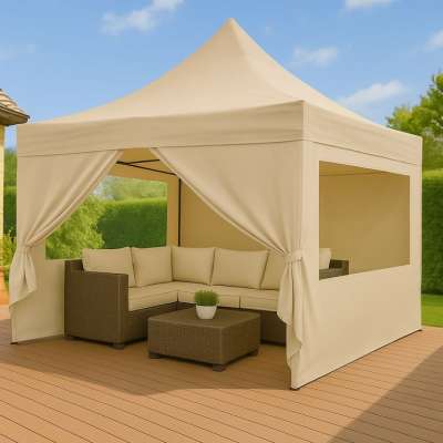 Ollós kerti sátor 3x3 m 5 magasság táska mellékelve bézs