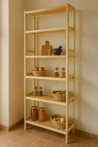 Fenyőából készült polc 6 polc 213x80x33 cm cseh gyártmány