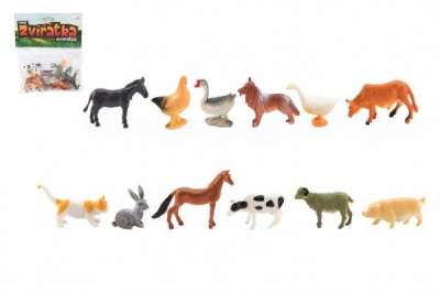 Teddies Mini állatok házi farm műanyag 12 db